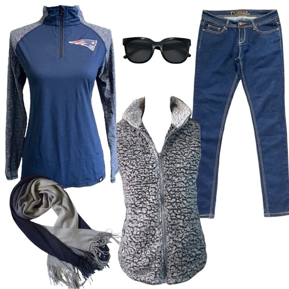 Wide Soft Navy & Grey Ombré Fringe Scarf - Picture 7 of 8